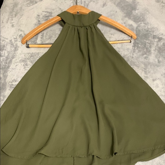 A'gaci Olive Halter Top - Picture 1 of 6